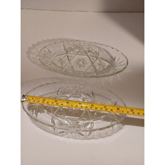 Vintage Anchor Hocking Prescut Clear Pickle Dish Olives Appetizers Lot of 2 - Picture 6 of 9